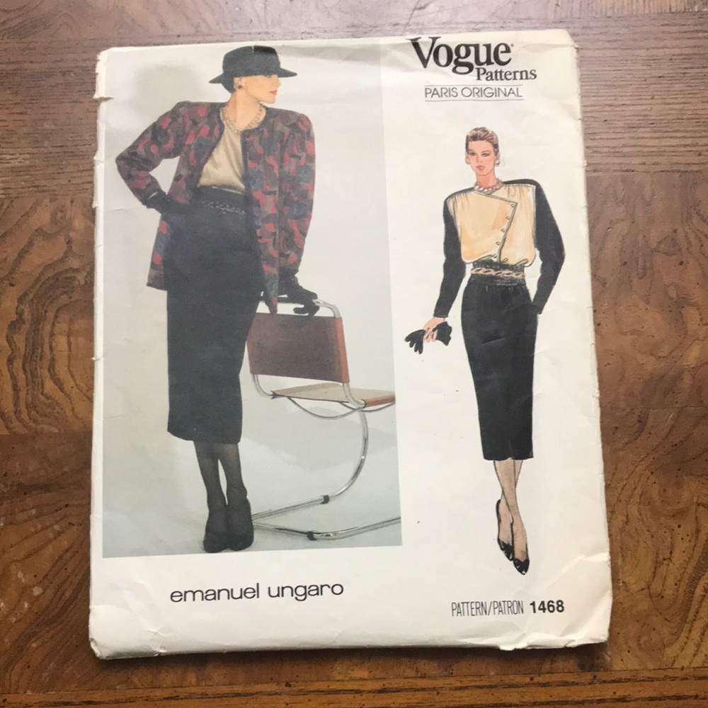 Vintage Vogue Paris Original Ungaro Sewing Pattern 1468 Jacket Skirt Blouse Sz 8